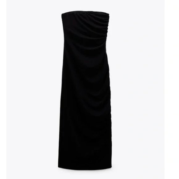 NWT Zara draped midi dress black - Picture 4 of 7